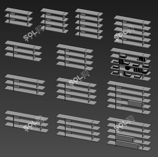 Bristol Light and Sleek Bookcase 3D model image 2