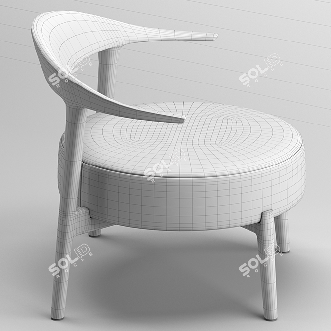 GIORGETTI RIPPLE Wood Armchair 3D model image 3
