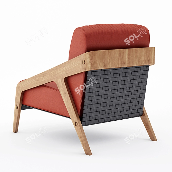 Elegant Walnut Armchair & Footstool 3D model image 2