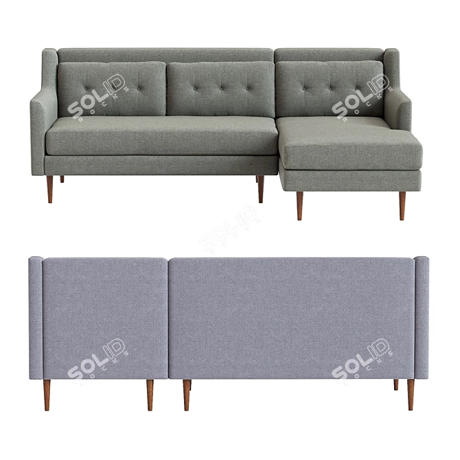 West Elm Crosby Sectional: Stylish 2-Piece Comfort 3D model image 3