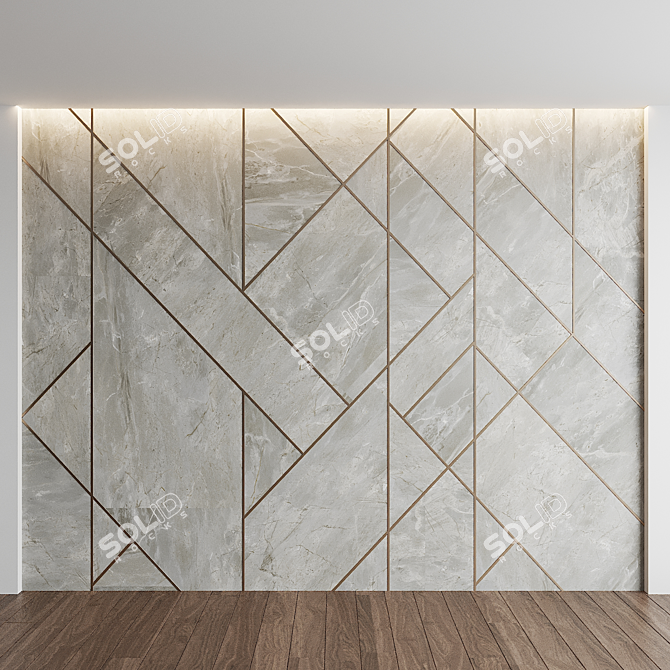 Elegant Bosco Ardeco Marble Wall with Decorative Profile 3D model image 1