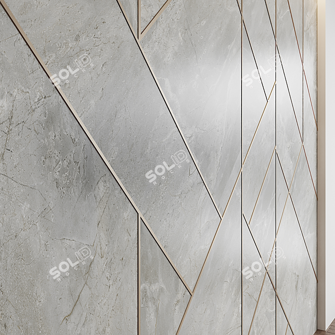 Elegant Bosco Ardeco Marble Wall with Decorative Profile 3D model image 2