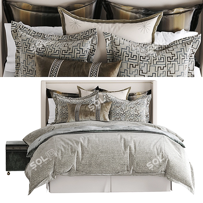 Elegant Ezra Bed Set 3D model image 1