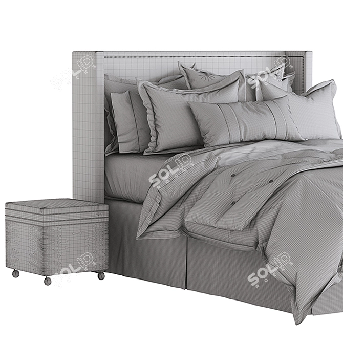 Elegant Ezra Bed Set 3D model image 3
