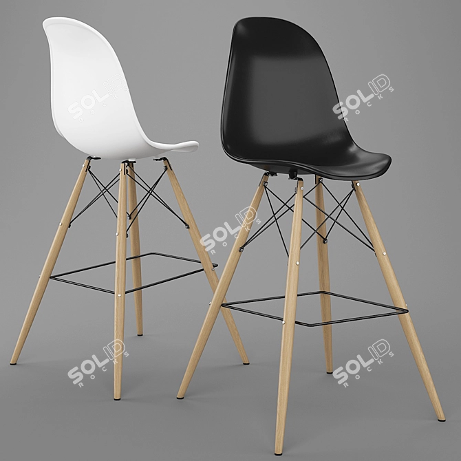 Modern Pyramid Dining Side Bar Stool 3D model image 2