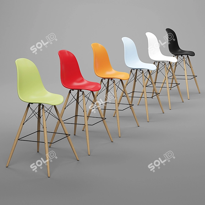 Modern Pyramid Dining Side Bar Stool 3D model image 3