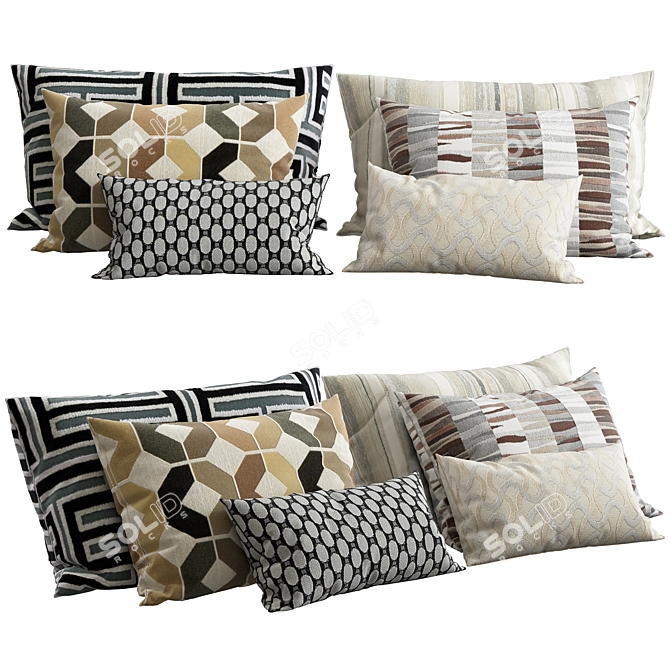 Stylish Home Decor Pillows 3D model image 1