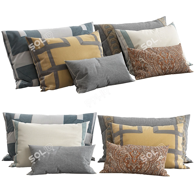 Elegant Home Decor Pillows 3D model image 1