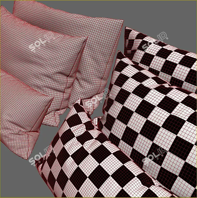 Elegant Home Decor Pillows 3D model image 2