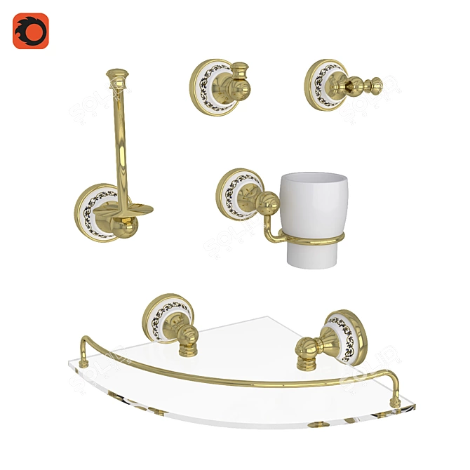 Bogema Gold Bathroom Accessories - Luxurious and Stylish 3D model image 1