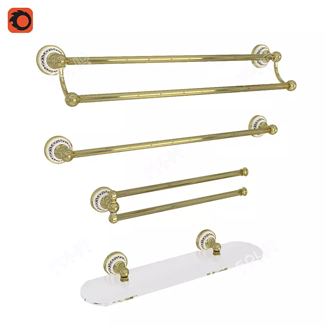 Luxury Gold Bathroom Accessories: Fixsen Bogema 3D model image 1