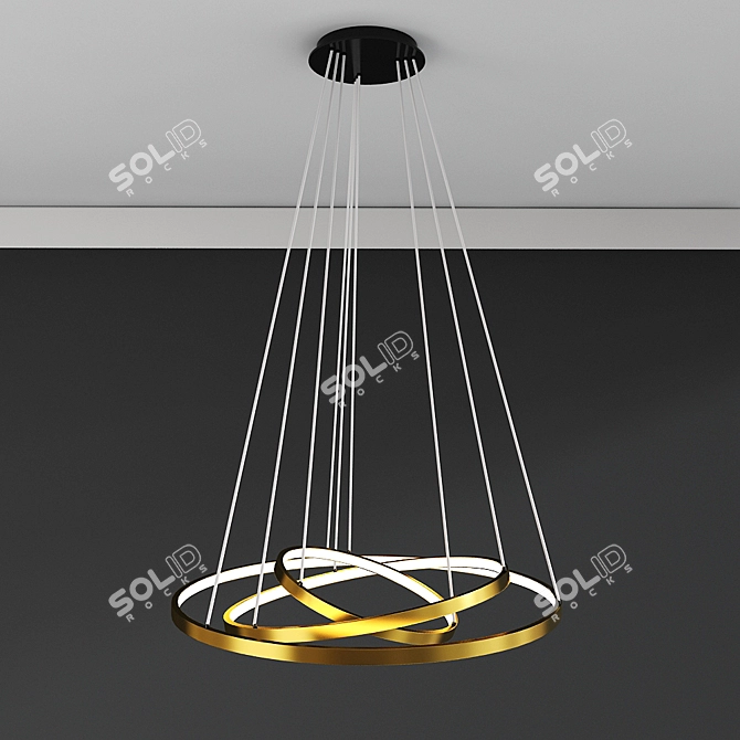 Contemporary Black Acrylic Ring Pendant 3D model image 2