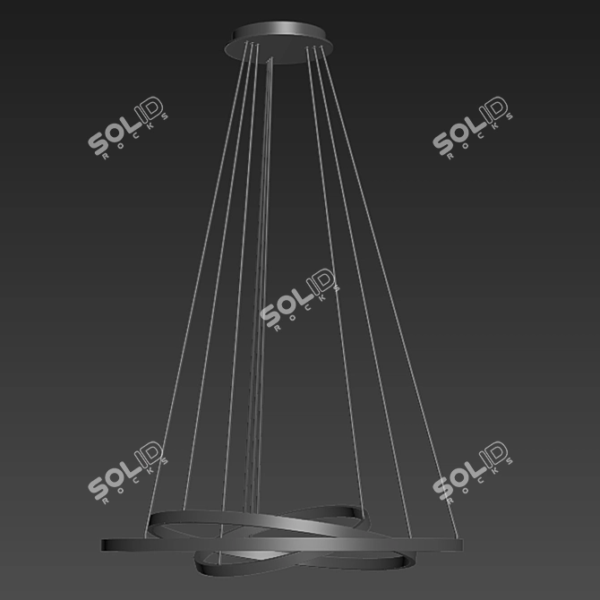 Contemporary Black Acrylic Ring Pendant 3D model image 3