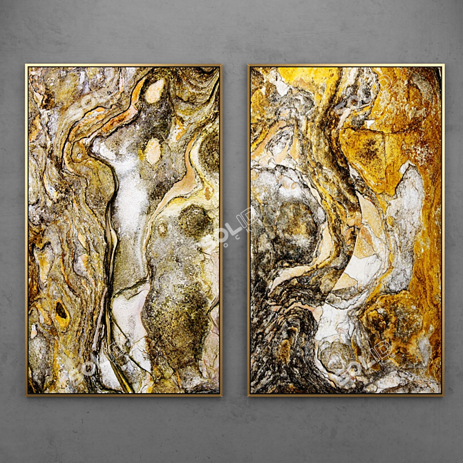 Golden Abstract Paintings | Set of 20 3D model image 1