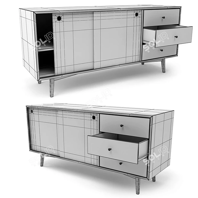 Whisper Midcentury Storage Solution 3D model image 2