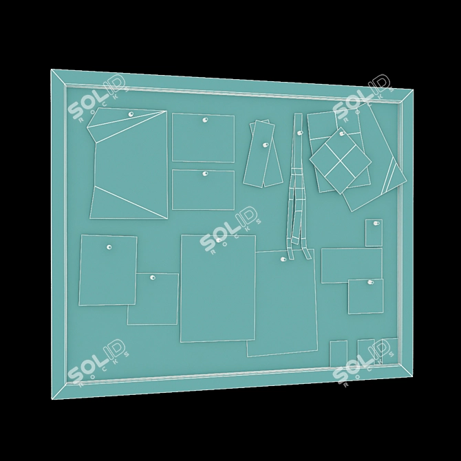 Poly Board: Black Frame Noticeboard 3D model image 2