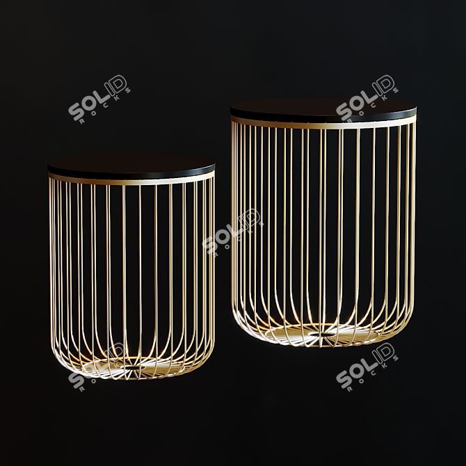 2-Piece Wicker Table Set 3D model image 1