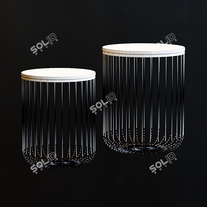 2-Piece Wicker Table Set 3D model image 2