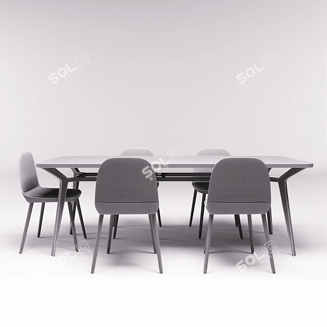 Modern Dining Set: Unica Moblar Table & Treku Bisell Chairs 3D model image 2