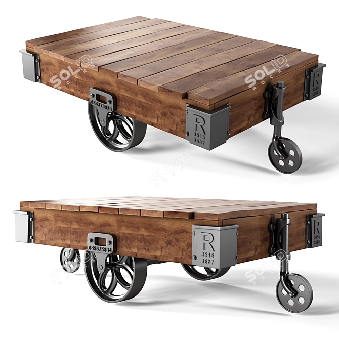 Rustic Industrial Coffee Table 3D model image 1