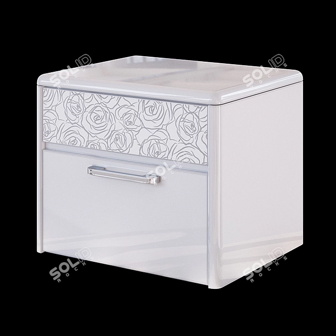 Ameli Glossy White Bedside Table 3D model image 1