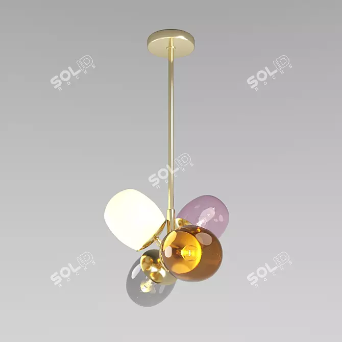 Modern Brass Pendant Light 3D model image 1