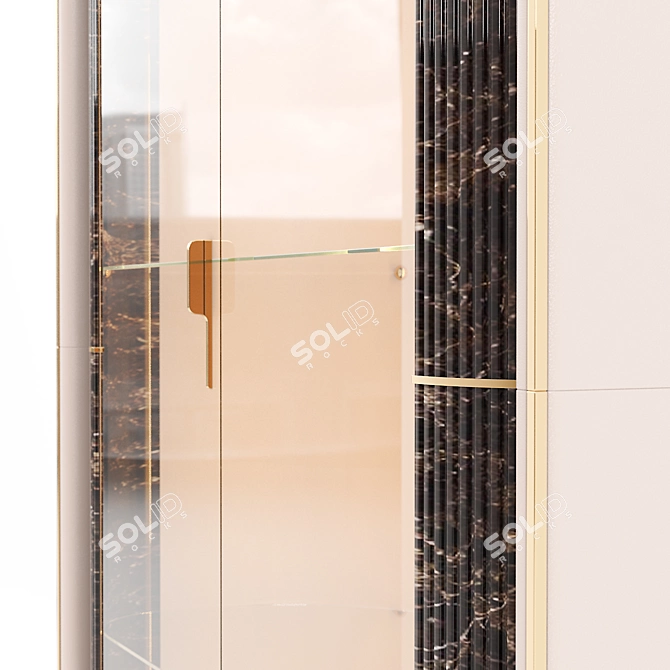 Luxury Wood and Leather Vitrine 3D model image 2