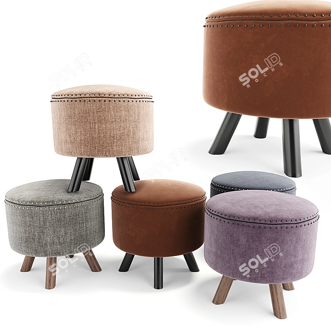 Versatile Alfred Poufs for Stylish Comfort 3D model image 1