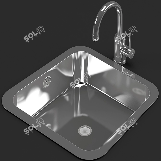 Compact Universal Kitchen Sink - TurboSmoot Level-1 3D model image 1