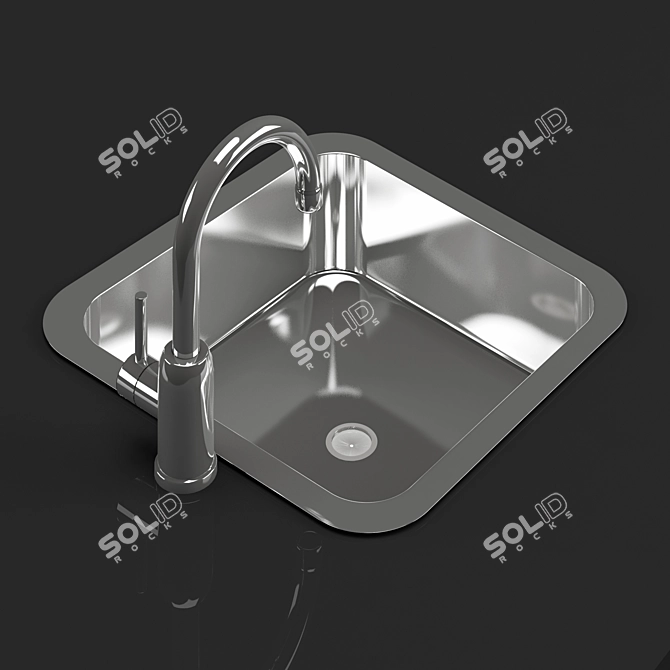 Compact Universal Kitchen Sink - TurboSmoot Level-1 3D model image 3