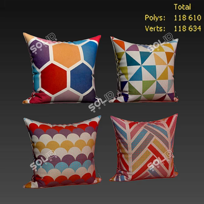 Elegant Decor Pillow Set 3D model image 2