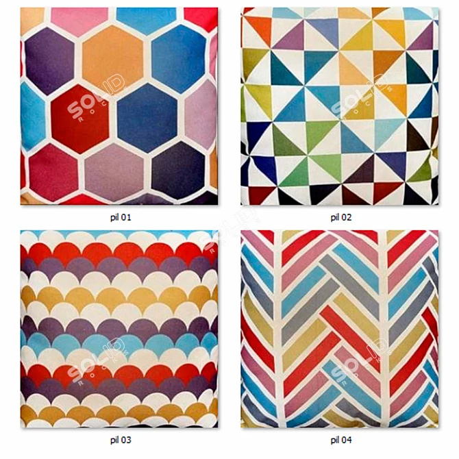 Elegant Decor Pillow Set 3D model image 3