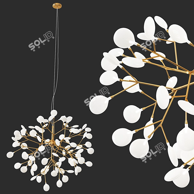 Elegant Glass Shade Chandelier 3D model image 1