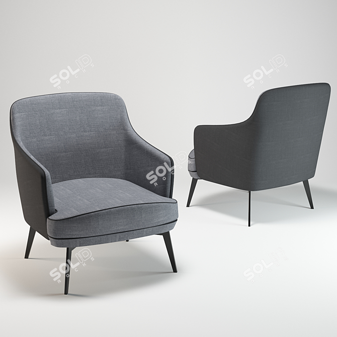 Modern simplicity: Anselme Lounge Armchair 3D model image 3