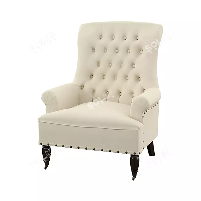 Elegant Velvet Arm Chair 3D model image 1