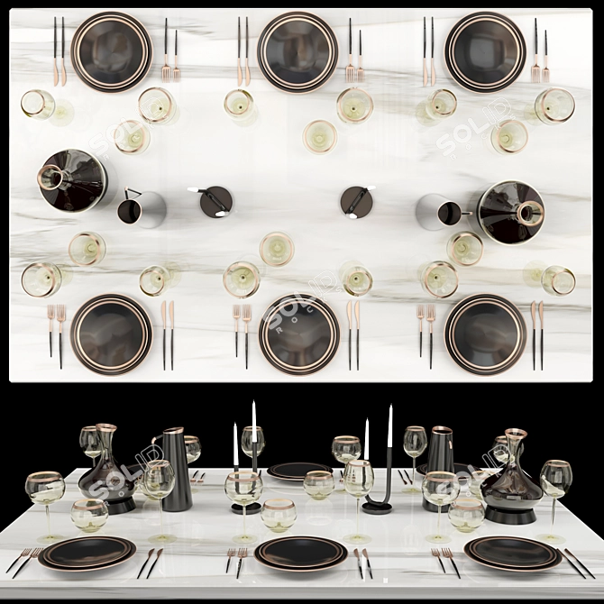 Elegant Table Setting Kit 3D model image 1