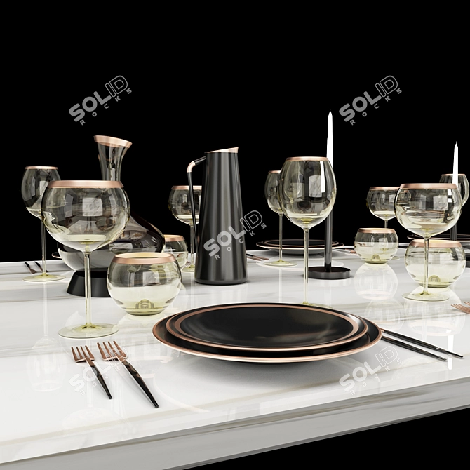 Elegant Table Setting Kit 3D model image 2