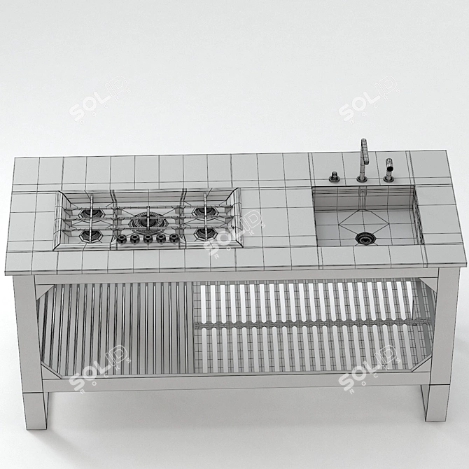 Steel & Wood Outdoor Kitchen: Lgtek WINDOW C3 3D model image 3