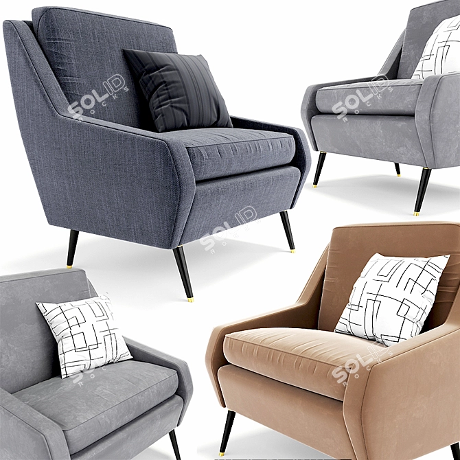 Romero Armchair: Elegant Design | Ottoman Included 3D model image 1