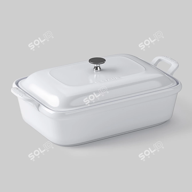 Stylish Staub White Ceramic Baker 3D model image 1