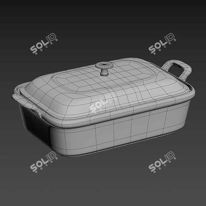 Stylish Staub White Ceramic Baker 3D model image 2