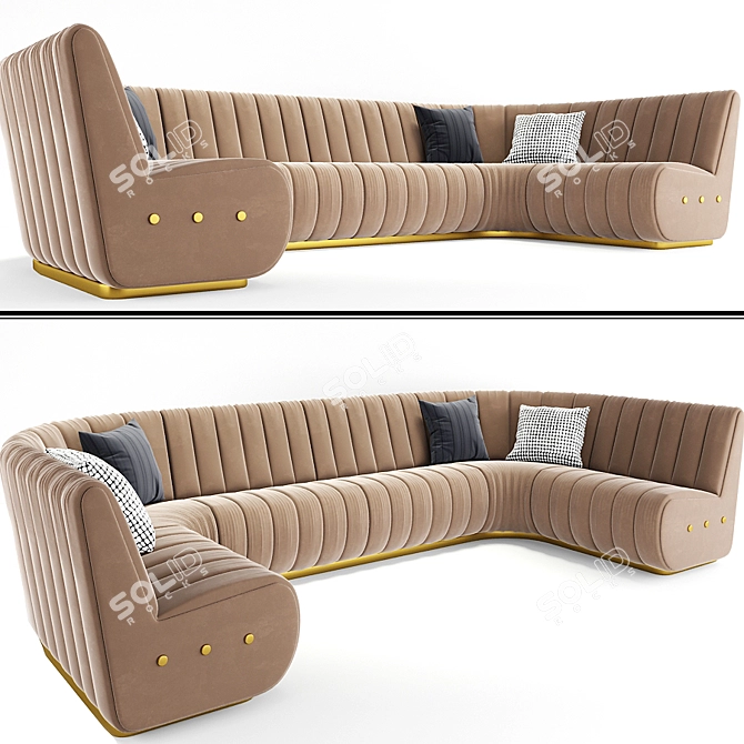 Sophia Extended Sofa + Pillow 3D model image 1