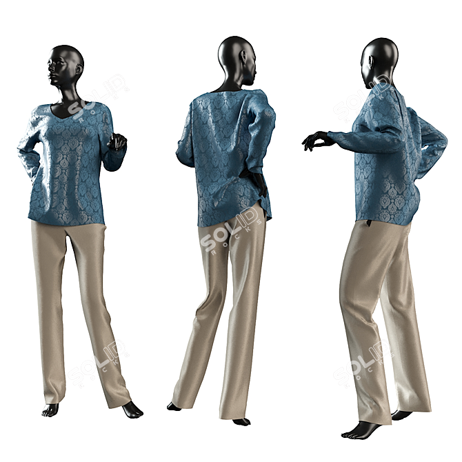 Sleek Female Mannequin - High Poly 3D model image 1
