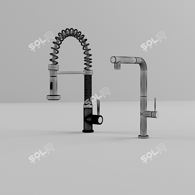 Gold Kitchen Faucet Accessory 3D model image 2
