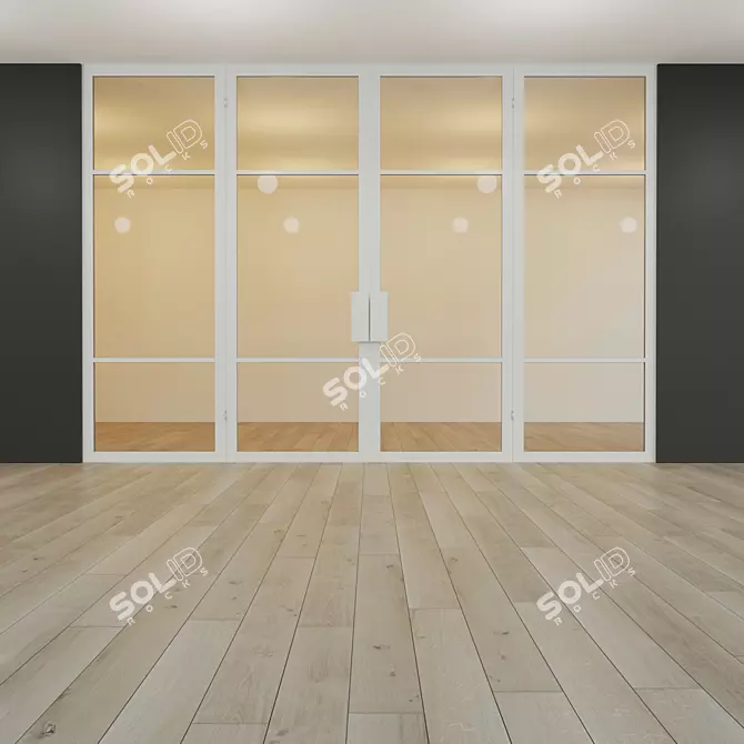 Modern Glass Partition with Swing Door 3D model image 1