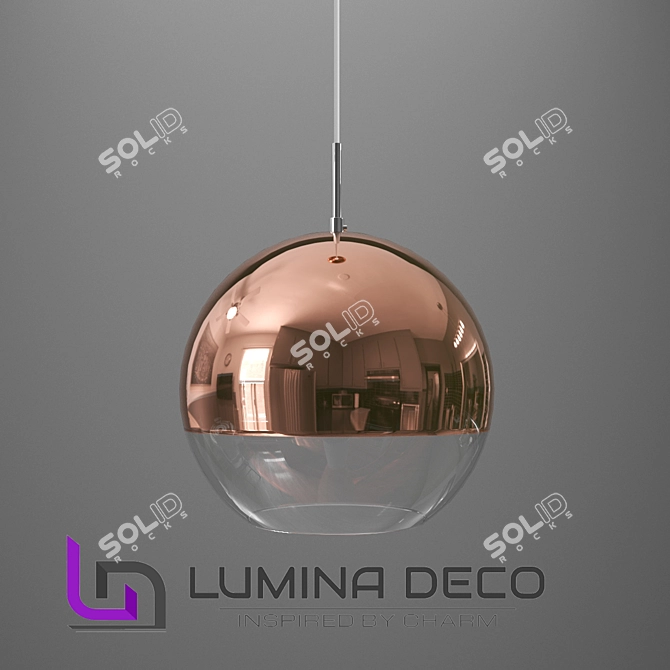 Rose Gold OM Pendant - Lumina Deco Veroni D20 3D model image 1