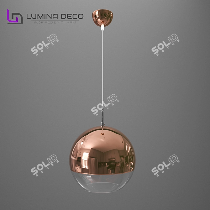 Rose Gold OM Pendant - Lumina Deco Veroni D20 3D model image 2