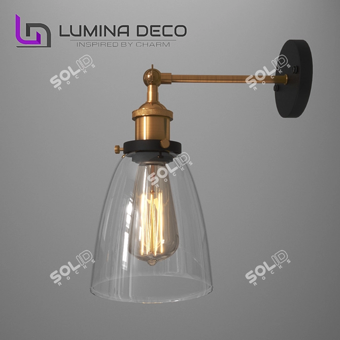 Lumina Deco Fabi: Stylish Metal and Glass Wall Lamp 3D model image 1