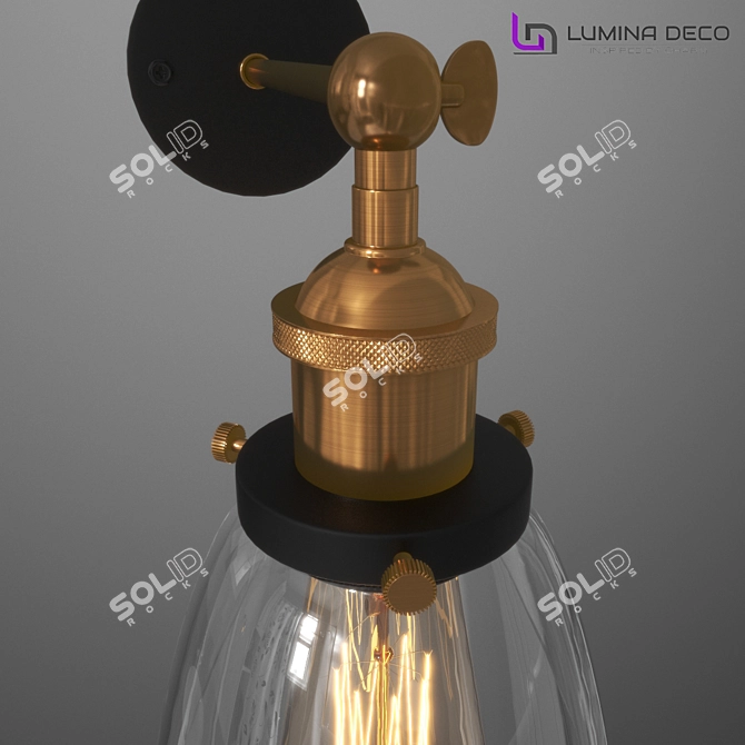 Lumina Deco Fabi: Stylish Metal and Glass Wall Lamp 3D model image 2