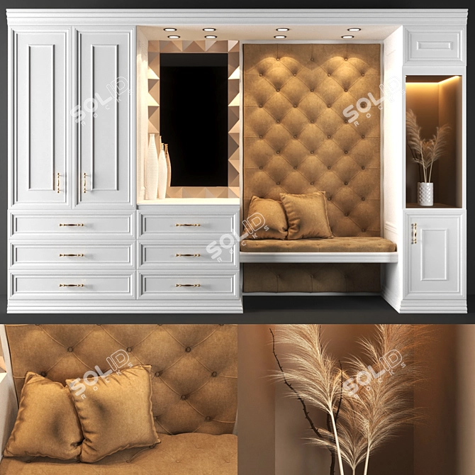 Modern Brown Wardrobe Set 3D model image 1